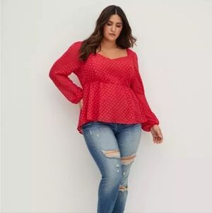❄️❄️ Torrid 3x Peplum Chiffon Clip Heart Blouse